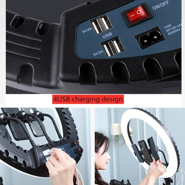 HQ-21N 21 inch 52.5cm LED Ring Vlogging Photography Video Lights Kits with Remote Control & Phone Clamp & 2.1m Tripod Mount HQ-21N 21 inch 52.5cm LED Ring Vlogging Photography Video Lights Kits with Remote Control & Phone Clamp & 2.1m Tripod Mount